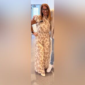 Halogen Cream Floral Jumpsuit